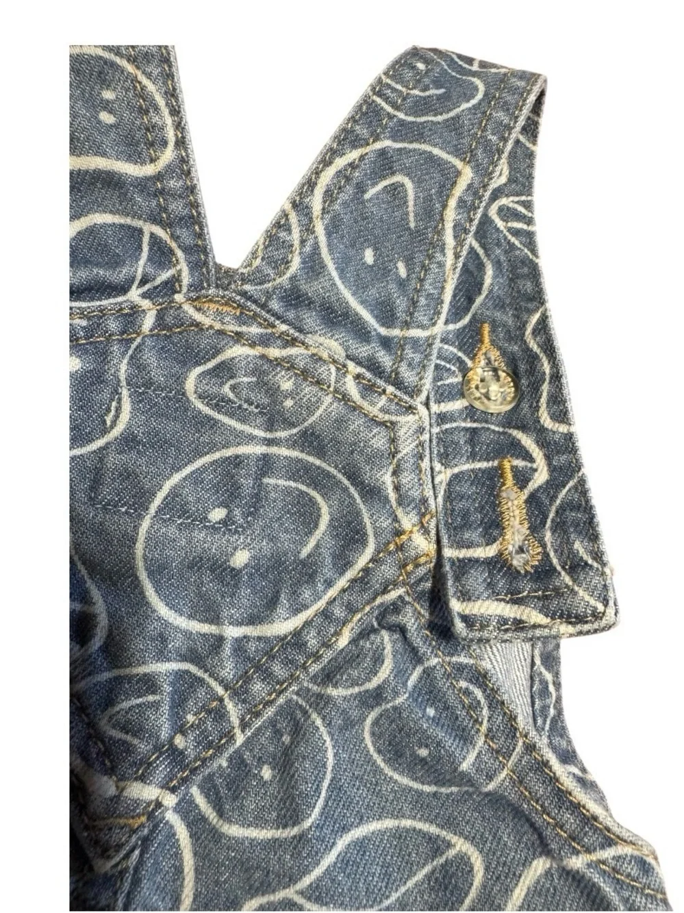 Old Navy Smiley Face Denim Overalls 3-6M